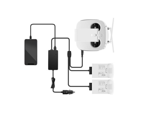 Автомобильное зарядное устройство для 2 аккумуляторов и пульта DJI Phantom 4 повышенной мощности (2 USB) (YX) Автомобильное зарядное устройство для 2 аккумуляторов и пульта DJI Phantom 4 повышенной мощности (2 USB) (YX)