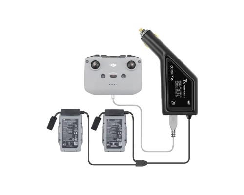 Автомобильное зарядное устройство для 2 аккумуляторов и пульта DJI Mavic Air 2 / Air 2S (YX) Автомобильное зарядное устройство для 2 аккумуляторов и пульта DJI Mavic Air 2 / Air 2S (YX)