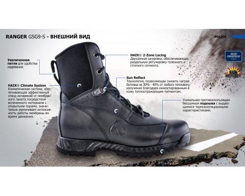 Ботинки тактические штурмовые Haix Ranger GSG9 S GTX, Sun Reflect High Ботинки тактические штурмовые Haix Ranger GSG9 S GTX, Sun Reflect High