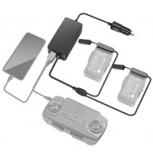Автомобильное зарядное устройство для 2 аккумуляторов и пульта DJI Mavic Air повышенной мощности (2 USB) (YX)
