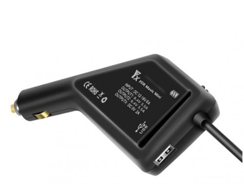 Автомобильное зарядное устройство для 2 аккумуляторов и пульта DJI Mavic Mini (YX) Автомобильное зарядное устройство для 2 аккумуляторов и пульта DJI Mavic Mini (YX)