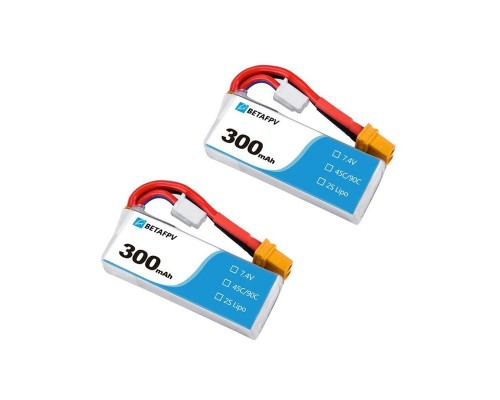 Аккумуляторы BETAFPV 300мАч 2S 45C LiPo (XT30) (2 шт.) Аккумуляторы BETAFPV 300мАч 2S 45C LiPo (XT30) (2 шт.)