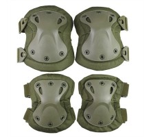 Комплект защиты налокотники и наколенники Камуфляж, Eagle KN-04 / Защита тактические регулируемые Карандашный