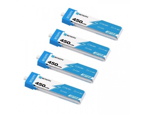 Аккумуляторы BETAFPV 450mAh 1S 30C LiHV (BT2.0) (4 шт.) Аккумуляторы BETAFPV 450mAh 1S 30C LiHV (BT2.0) (4 шт.)