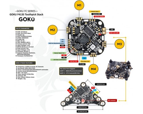 Полётный контроллер Flywoo GOKU GN413 13A AIO V2.1 Полётный контроллер Flywoo GOKU GN413 13A AIO V2.1