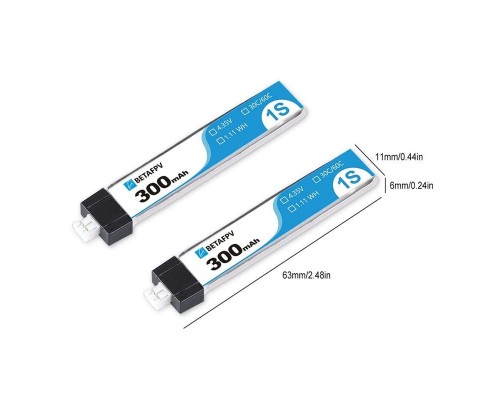 Аккумуляторы BETAFPV 300мАч 1S 30C LiHV (PH2.0) (8 шт.) Аккумуляторы BETAFPV 300мАч 1S 30C LiHV (PH2.0) (8 шт.)