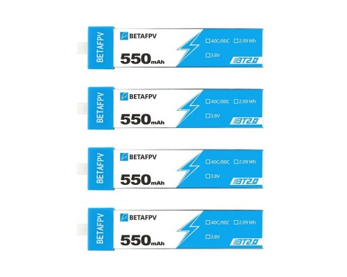 Аккумуляторы BETAFPV 550мАч 1S 40C LiHV (BT2.0) (4 шт.) Аккумуляторы BETAFPV 550мАч 1S 40C LiHV (BT2.0) (4 шт.)