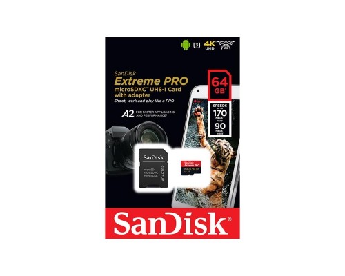 Карта памяти 64Gb SanDisk Extreme Pro microSDXC Class 10 UHS-I U3 V30 A2 Карта памяти 64Gb SanDisk Extreme Pro microSDXC Class 10 UHS-I U3 V30 A2
