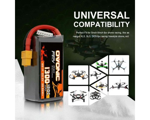 Аккумулятор OVONIC 1300мАч 6S 120C LiPo (XT60) Аккумулятор OVONIC 1300мАч 6S 120C LiPo (XT60)