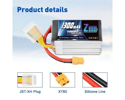 Аккумулятор Zeee 1300мАч 6S 120C LiPo (XT60) Аккумулятор Zeee 1300мАч 6S 120C LiPo (XT60)