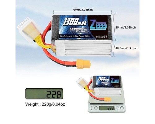 Аккумулятор Zeee 1300мАч 6S 120C LiPo (XT60) Аккумулятор Zeee 1300мАч 6S 120C LiPo (XT60)