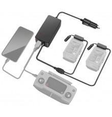 Автомобильное зарядное устройство для 2 аккумуляторов и пульта DJI Mavic 2 повышенной мощности (2 USB) (YX)