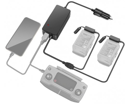 Автомобильное зарядное устройство для 2 аккумуляторов и пульта DJI Mavic 2 повышенной мощности (2 USB) (YX) Автомобильное зарядное устройство для 2 аккумуляторов и пульта DJI Mavic 2 повышенной мощности (2 USB) (YX)