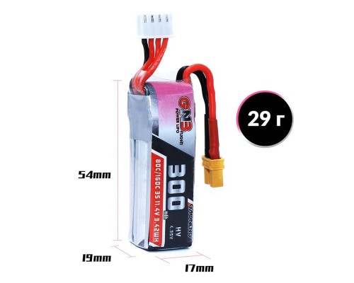 Аккумулятор GNB 300мАч 3S 80C LiHV (XT30) Аккумулятор GNB 300мАч 3S 80C LiHV (XT30)