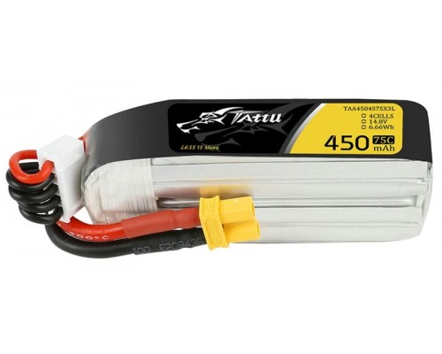Аккумулятор Tattu 450мАч 4S 75C LiPo (Удлинённый) (XT30) Аккумулятор Tattu 450мАч 4S 75C LiPo (Удлинённый) (XT30)
