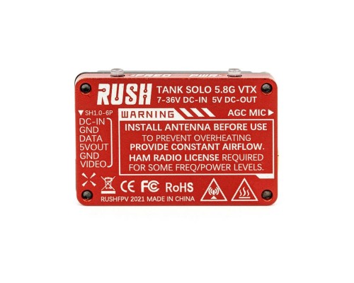 Видеопередатчик RUSHFPV TANK SOLO 5,8 ГГц со SmartAudio Видеопередатчик RUSHFPV TANK SOLO 5,8 ГГц со SmartAudio