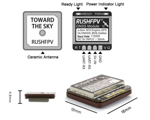 GPS модуль RUSHFPV GNSS Mini GPS модуль RUSHFPV GNSS Mini