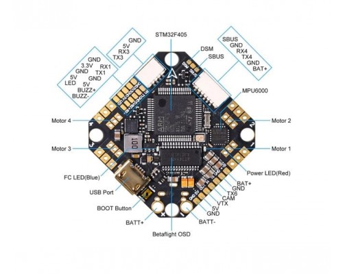 Полётный контроллер Toothpick F405 2-4S AIO Brushless 20A (BLHELI_32) V4 (BETAFPV) Полётный контроллер Toothpick F405 2-4S AIO Brushless 20A (BLHELI_32) V4 (BETAFPV)