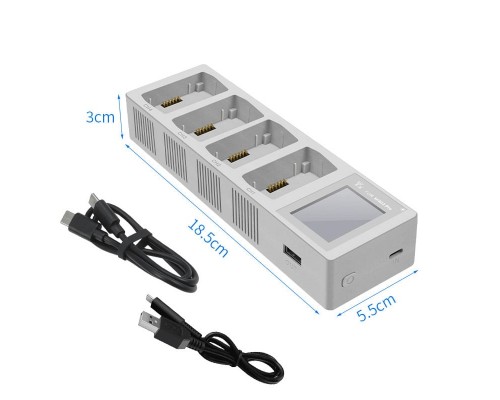 Хаб для зарядки 4-х аккумуляторов DJI Mini 3 / Mini 3 Pro (LCD дисплей) (YX) Хаб для зарядки 4-х аккумуляторов DJI Mini 3 / Mini 3 Pro (LCD дисплей) (YX)